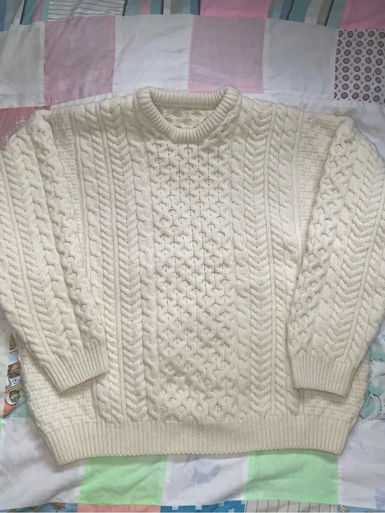 Aran Crafts Other - hand knit wool aran fisherman sweater hand made cream non ichy merino ecru